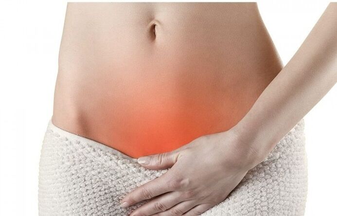 Pain in the upper part of the pubis is a symptom of acute and chronic cystitis in women